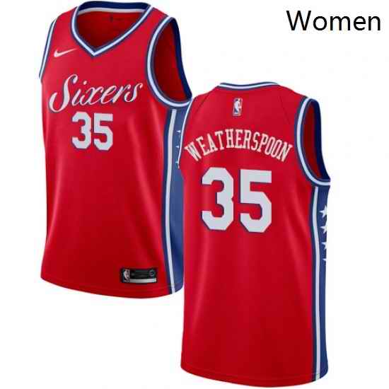 Womens Nike Philadelphia 76ers 35 Clarence Weatherspoon Authentic Red Alternate NBA Jersey Statement Edition
